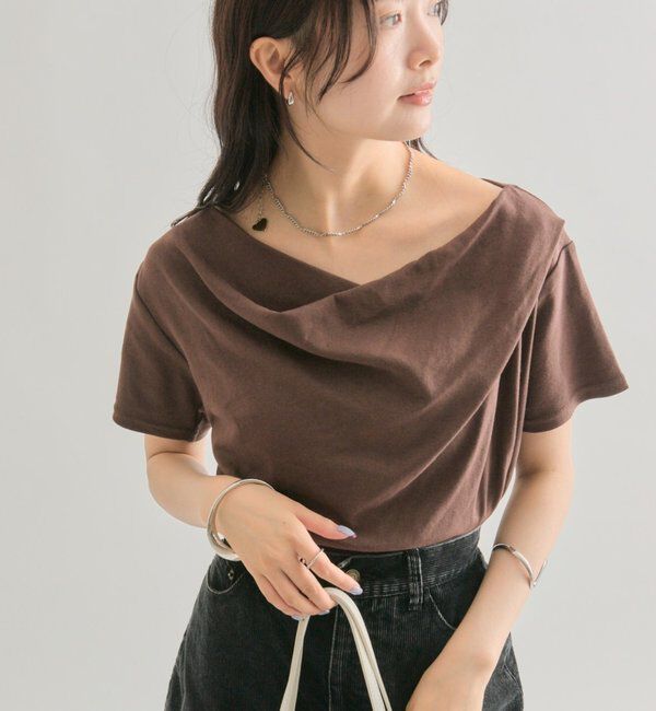  「【全骨格対応◎/6色展開】オフショルTシャツ」|Tシャツ・カットソー|ブラウン