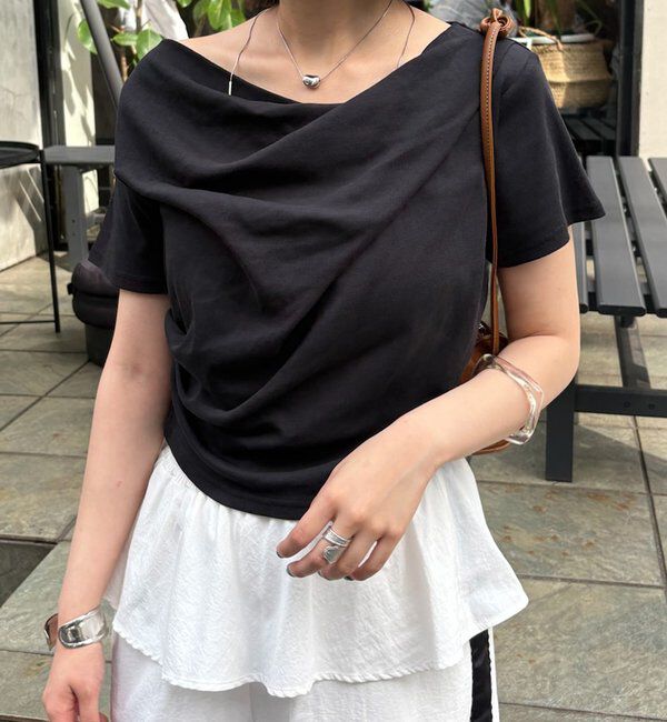  「【全骨格対応◎/6色展開】オフショルTシャツ」|Tシャツ・カットソー|ブラック