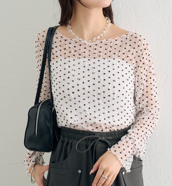  「ドットレースプルオーバー」|Tシャツ・カットソー|ピンク