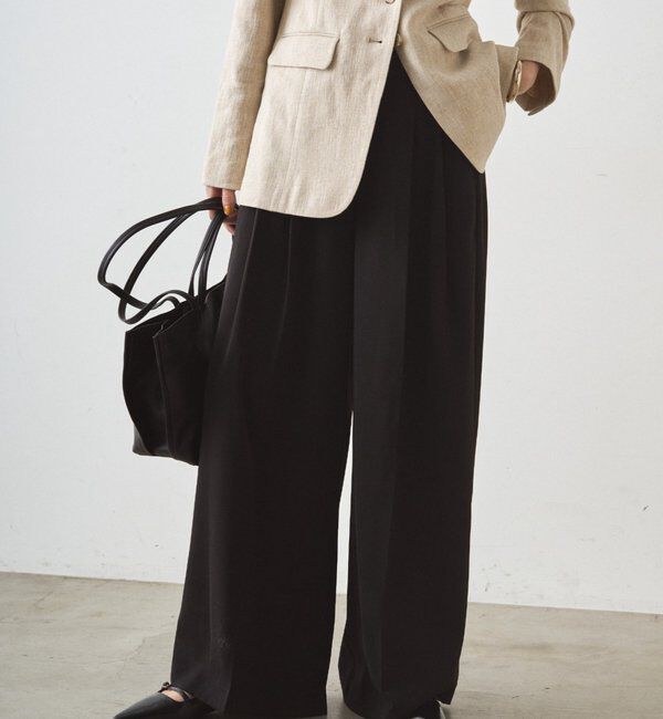  「2タックワイドパンツ」|チノ|ブラック