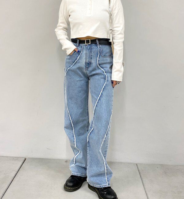  「【WEB限定】ヘンリーネックショートトップス」|Tシャツ・カットソー|