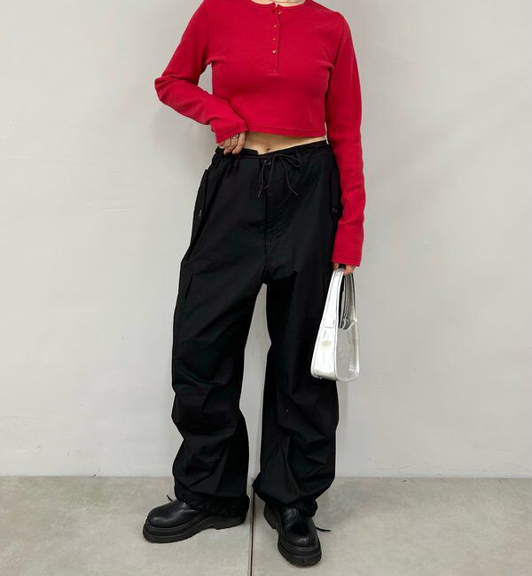  「【WEB限定】ヘンリーネックショートトップス」|Tシャツ・カットソー|