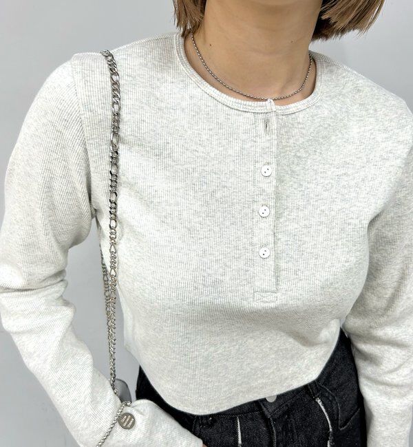  「【WEB限定】ヘンリーネックショートトップス」|Tシャツ・カットソー|