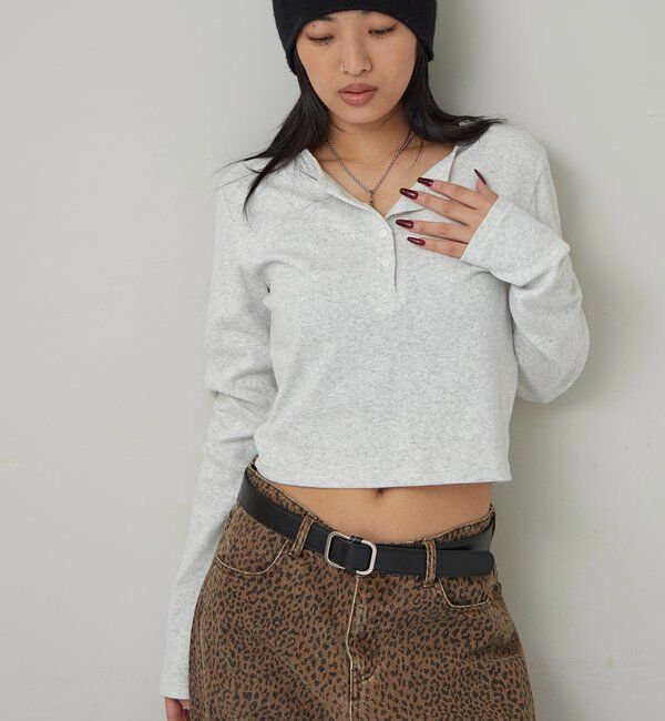  「【WEB限定】ヘンリーネックショートトップス」|Tシャツ・カットソー|
