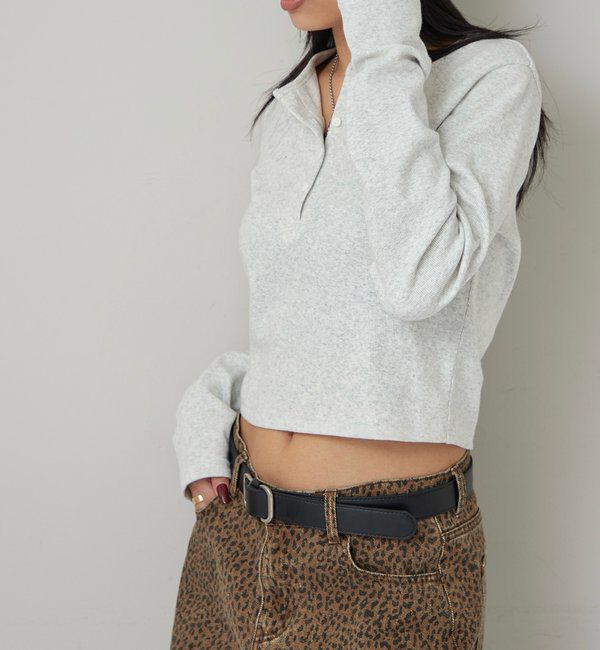  「【WEB限定】ヘンリーネックショートトップス」|Tシャツ・カットソー|