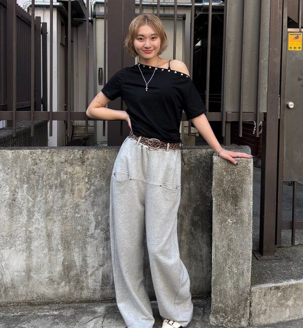  「ワンオフショルスタッズドロストTEE」|Tシャツ・カットソー|