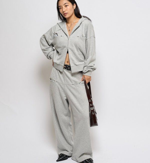  「スラッシュポケットスウェットパーカー」|パーカー|グレー