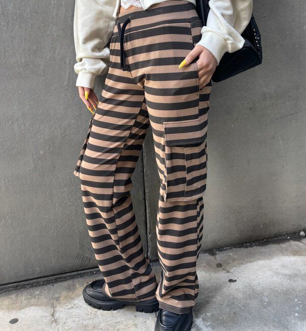  「カットボーダーカーゴパンツ」|チノ|ベージュ