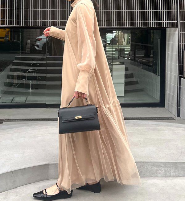  「【オケージョン/サイズ展開あり/人気につき再販】チュールハイネックワンピース」|ワンピース|