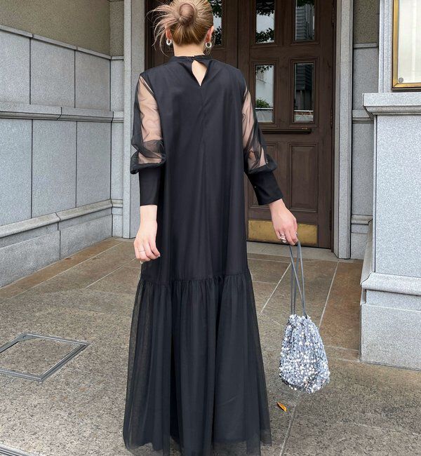  「【オケージョン/サイズ展開あり/人気につき再販】チュールハイネックワンピース」|ワンピース|