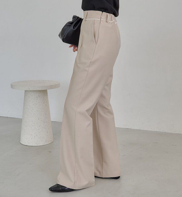  「【低身長サイズあり】ピンタックフレアパンツ」|チノ|