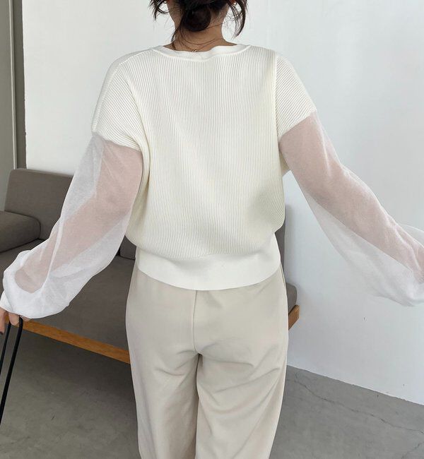  「【WEB限定カラー・ピンク】シアースリーブショートカーディガン」|カーディガン|