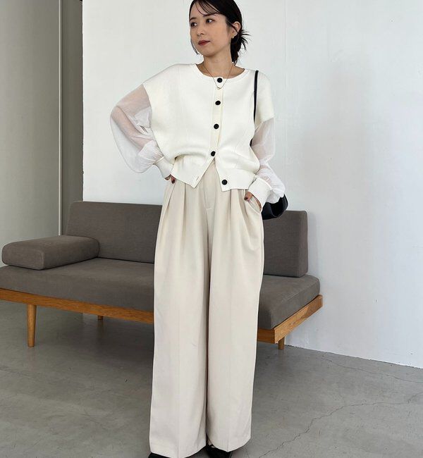  「【WEB限定カラー・ピンク】シアースリーブショートカーディガン」|カーディガン|