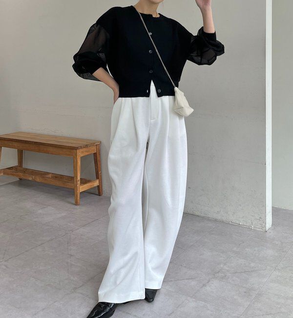  「【WEB限定カラー・ピンク】シアースリーブショートカーディガン」|カーディガン|