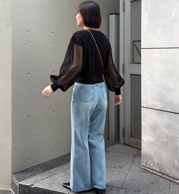  「【WEB限定カラー・ピンク】シアースリーブショートカーディガン」|カーディガン|