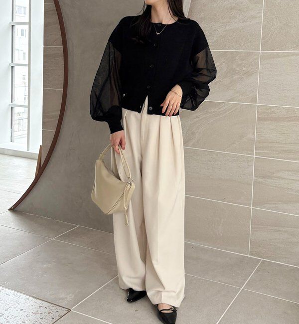  「【WEB限定カラー・ピンク】シアースリーブショートカーディガン」|カーディガン|