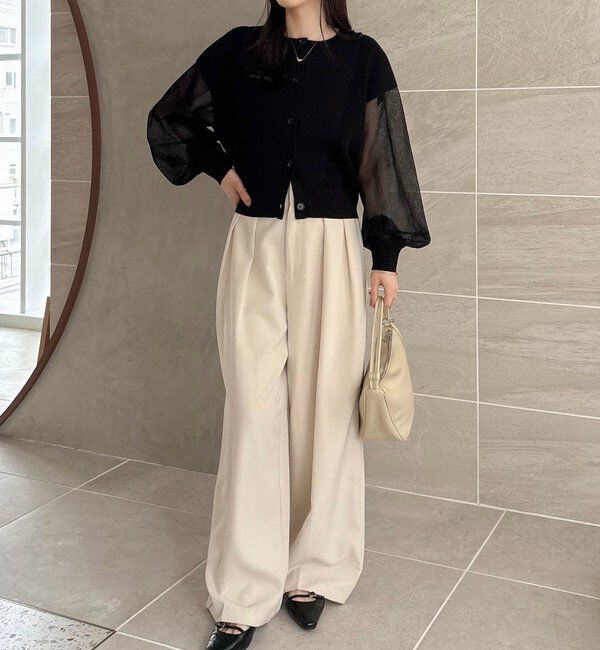  「【WEB限定カラー・ピンク】シアースリーブショートカーディガン」|カーディガン|