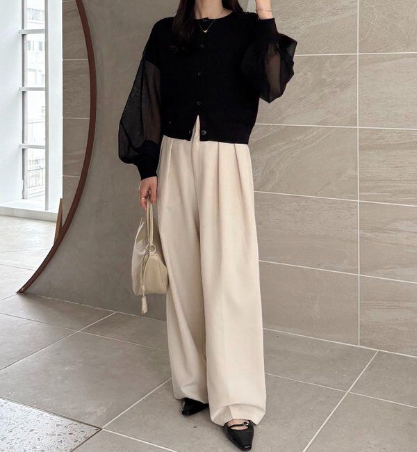  「【WEB限定カラー・ピンク】シアースリーブショートカーディガン」|カーディガン|