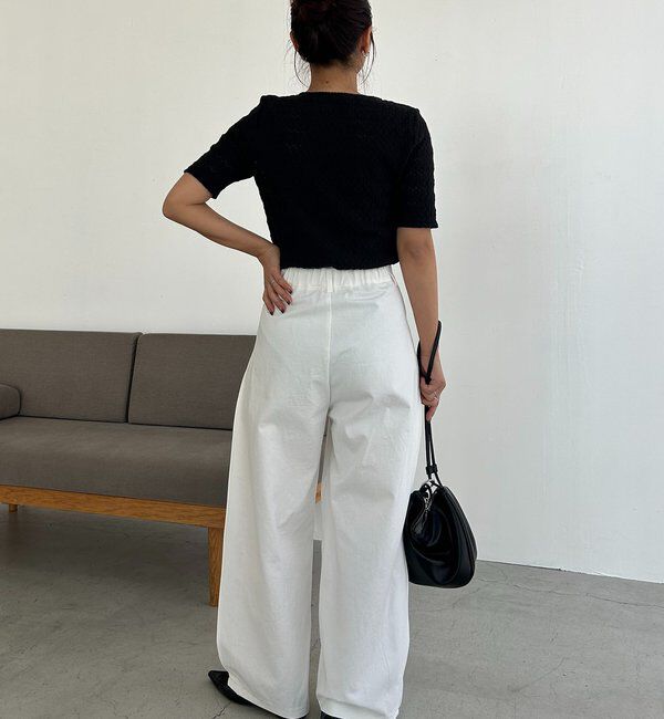  「レースノット5分袖トップス」|Tシャツ・カットソー|