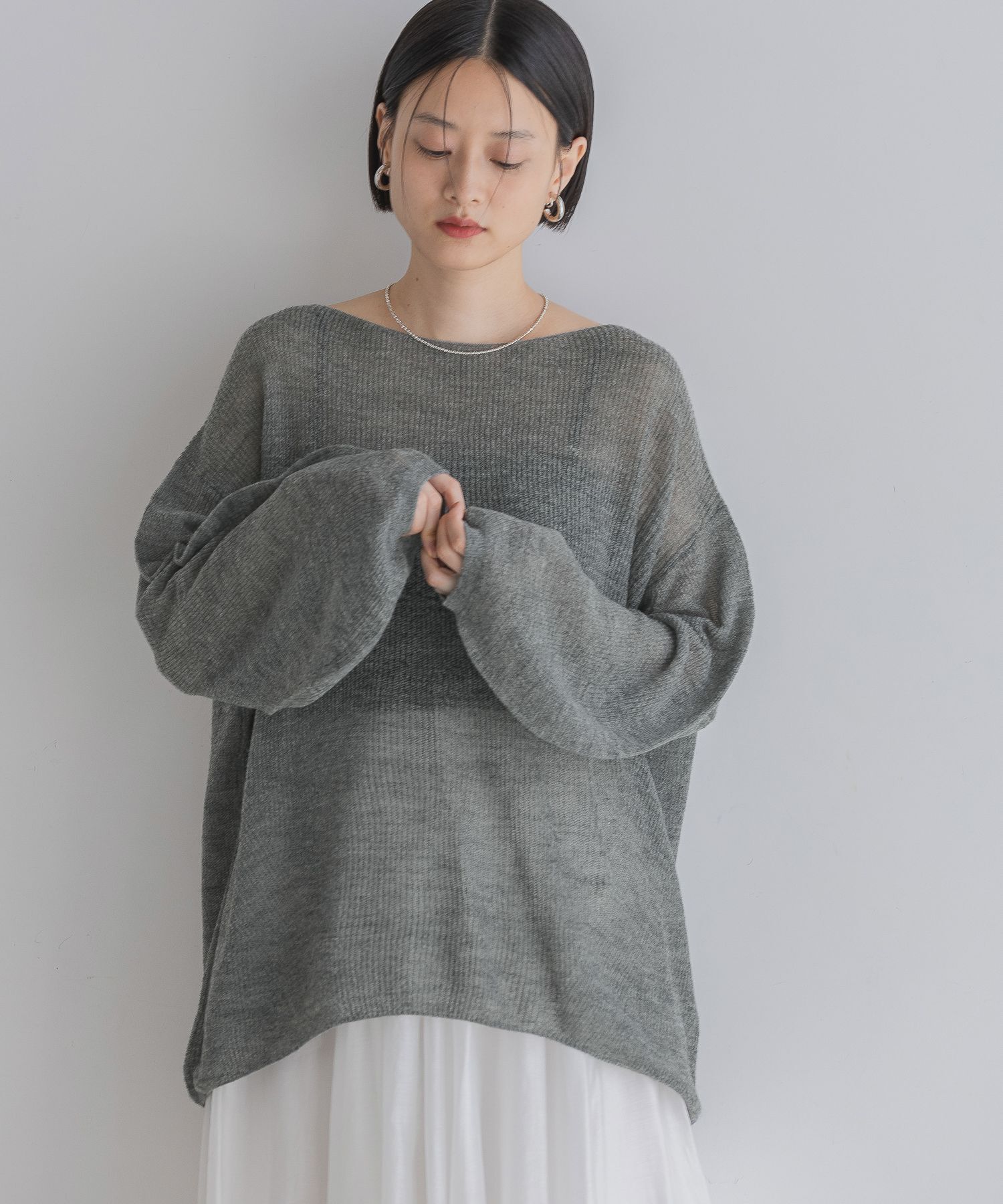 A part by 「Babyモヘヤプルオーバー_長袖」|ニット・セーター|チャコールグレー