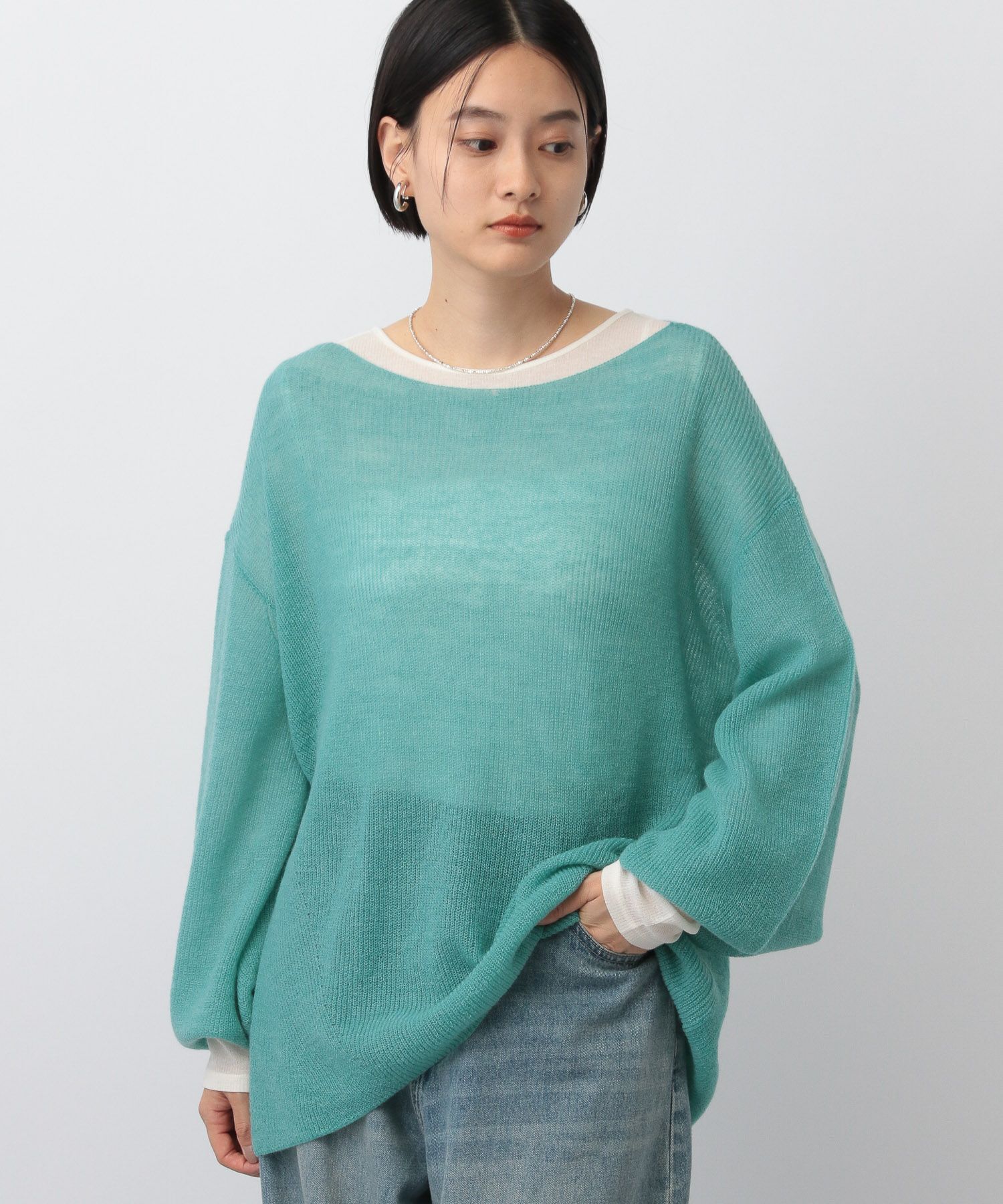 A part by 「Babyモヘヤプルオーバー_長袖」|ニット・セーター|グリーン