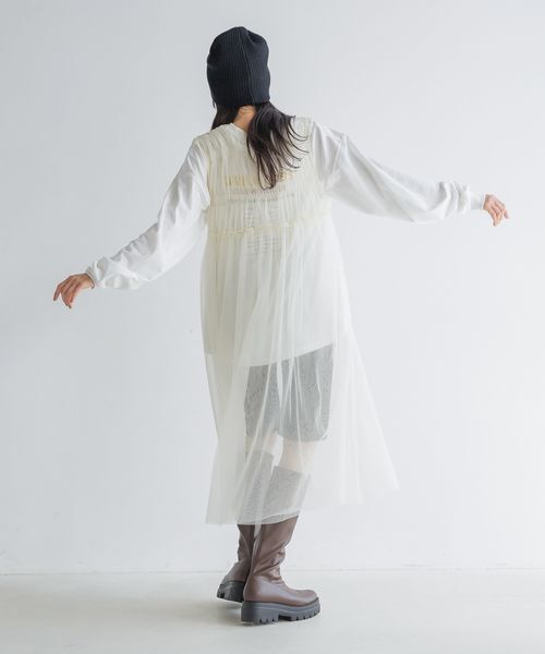 LOWRYS FARM「 【前後着用可能】２ＷＡＹチュールノースリワンピース」|ワンピース|