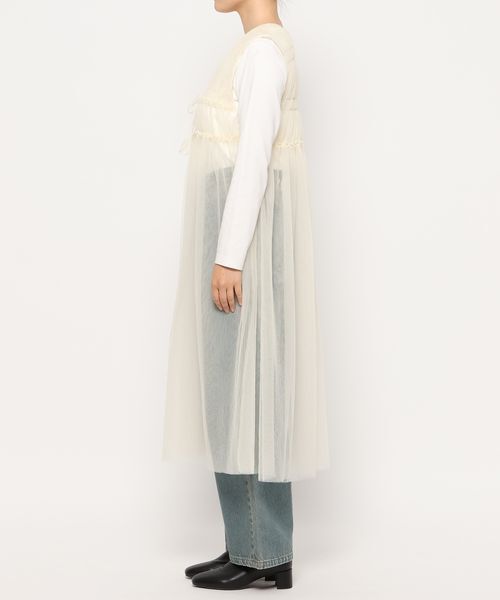 LOWRYS FARM「 【前後着用可能】２ＷＡＹチュールノースリワンピース」|ワンピース|