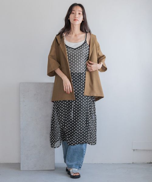 LOWRYS FARM「フラワーシアーキャミワンピ」|ワンピース|ブラック２