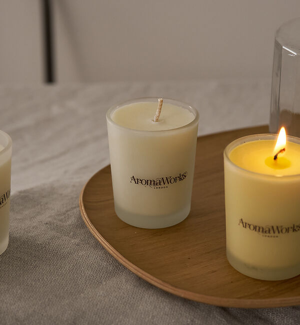 collex「【Aroma Works】 グラス入りキャンドルS」|アロマ・ルームフレグランス|ライトブルー