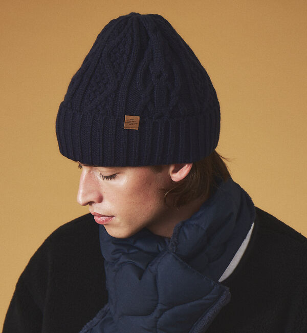 ABAHOUSE「【RUBEN/ルーベン】CABLE BORE WATCHCAP/ケーブル裏ボアフ」|その他|ネイビー