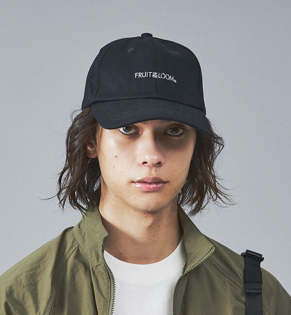 ABAHOUSE「【FRUIT OF THE LOOM】フロントロゴ刺繍 ツイル ベースボール ロ」|その他|ブラック