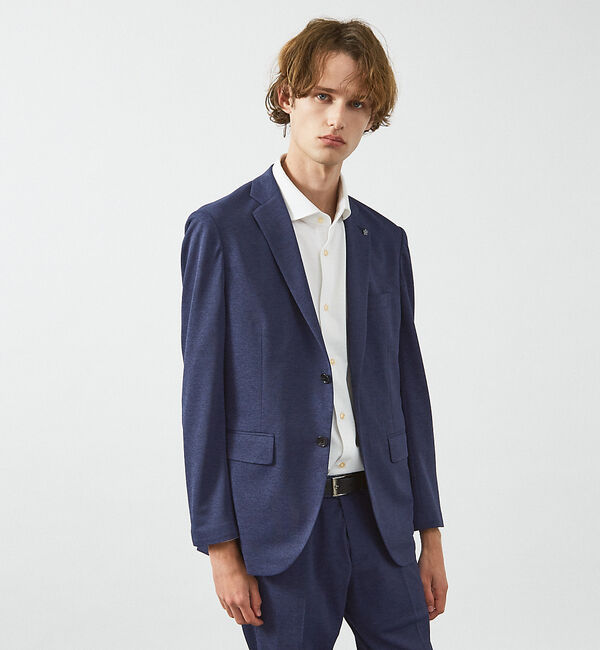 ABAHOUSE「【セットアップ対応/FLEX JACKET】Breeze cool カノコ ジャ」|テーラードジャケット|ネイビー