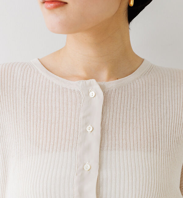 Rouge vif「布帛コンビシアーリブカーディガン」|カーディガン|