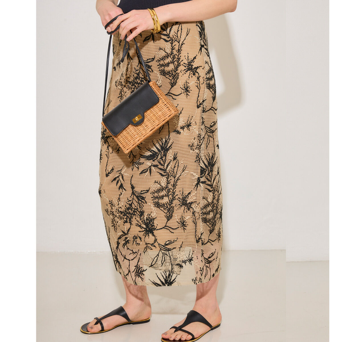 Rouge vif「【セットアップ対応】ボタニカルレースタイトスカート」|スカート|