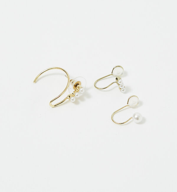 Rouge vif「【sauvage peau】パールピアス＆イヤカフ 3Pセット」|ピアス|