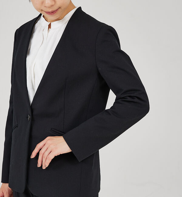 qualite「【セットアップ対応】トリコットストレッチジャケット」|ノーカラージャケット|