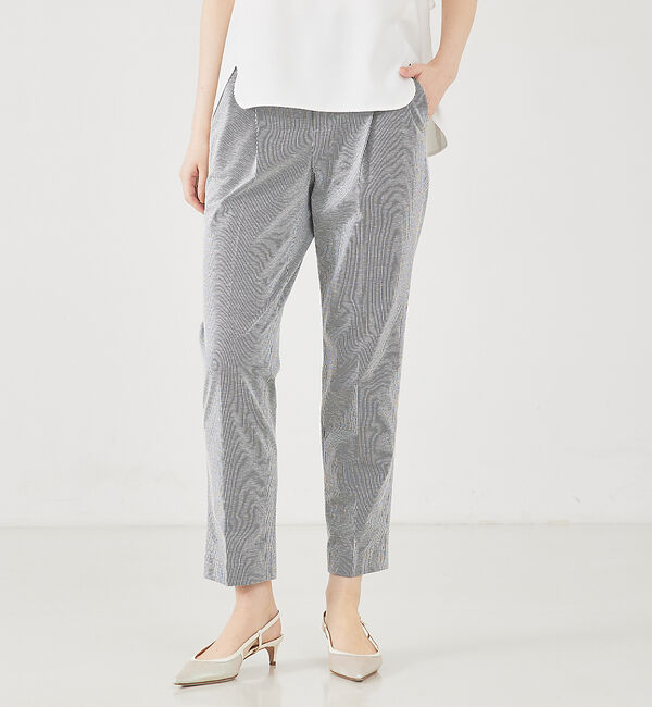 qualite「サッカーストライプタックテーパードパンツ」|その他|ストライプ