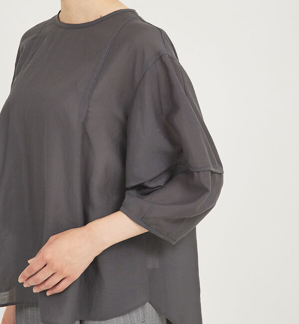 qualite「ボリュームスリーブシアーブラウス」|シャツ・ブラウス|