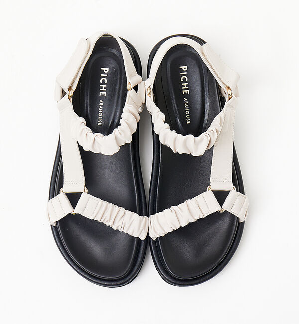 AU BANNISTER「ギャザーベルト フットベッドサンダル」|サンダル|