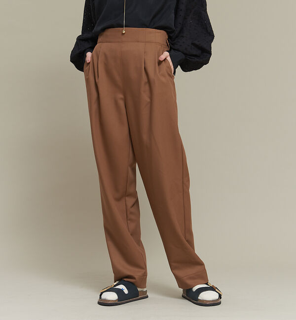 NOMINE「【セットアップ可能】ウールライクタックパンツ」|スラックス|キャメル