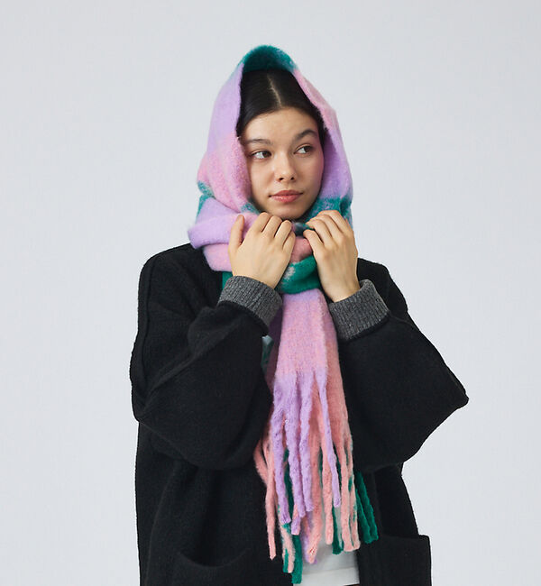 NOMINE「【bell cote】大判 チェック シャギーマフラー/ストール」|マフラー|