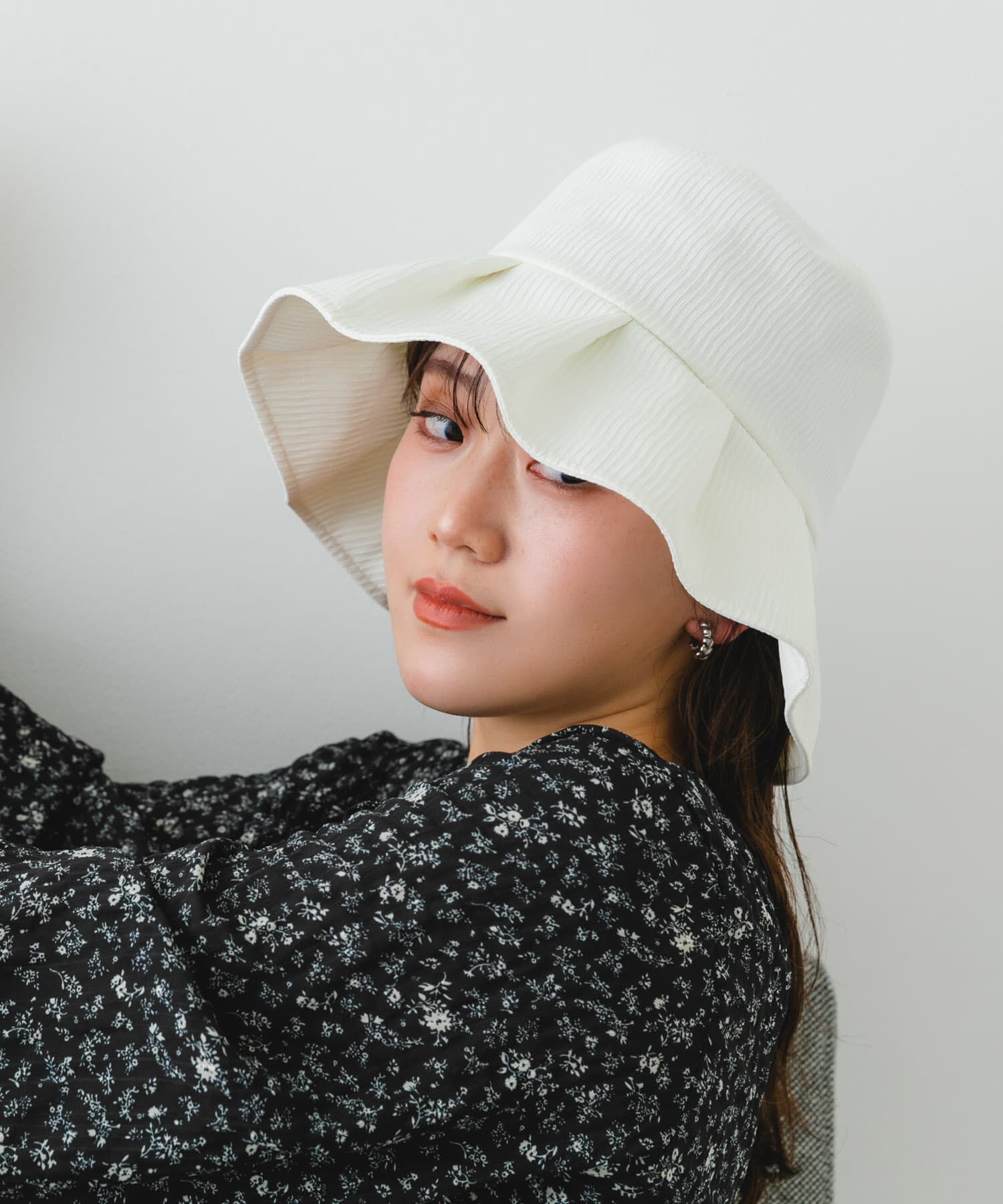 RODE SKO「ファブリックギャザーハット」|ハット|ホワイト