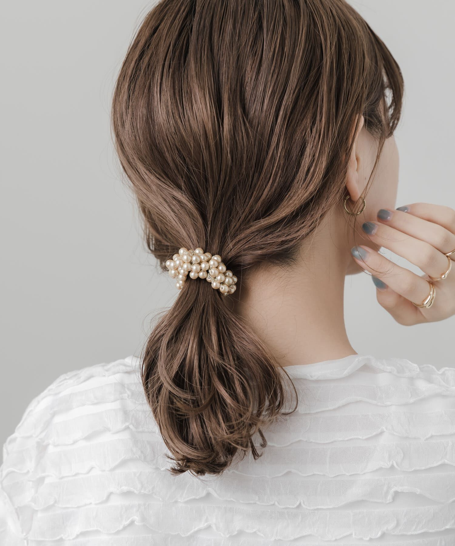 SMELLY「ギャザーパールヘアポニー」|ヘアゴム・シュシュ|