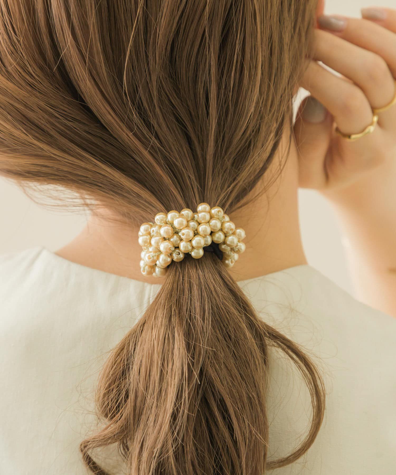 SMELLY「ギャザーパールヘアポニー」|ヘアゴム・シュシュ|