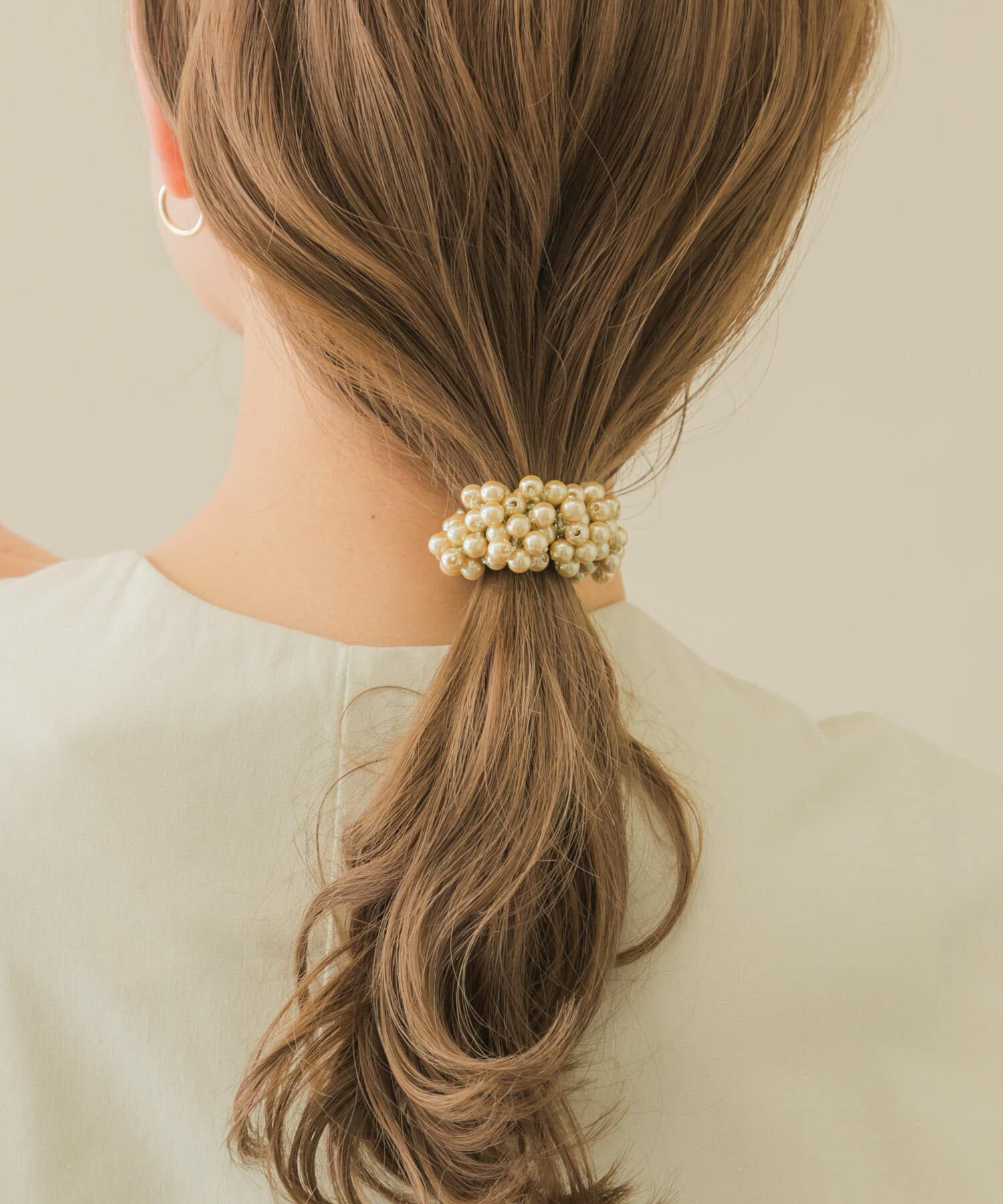 SMELLY「ギャザーパールヘアポニー」|ヘアゴム・シュシュ|