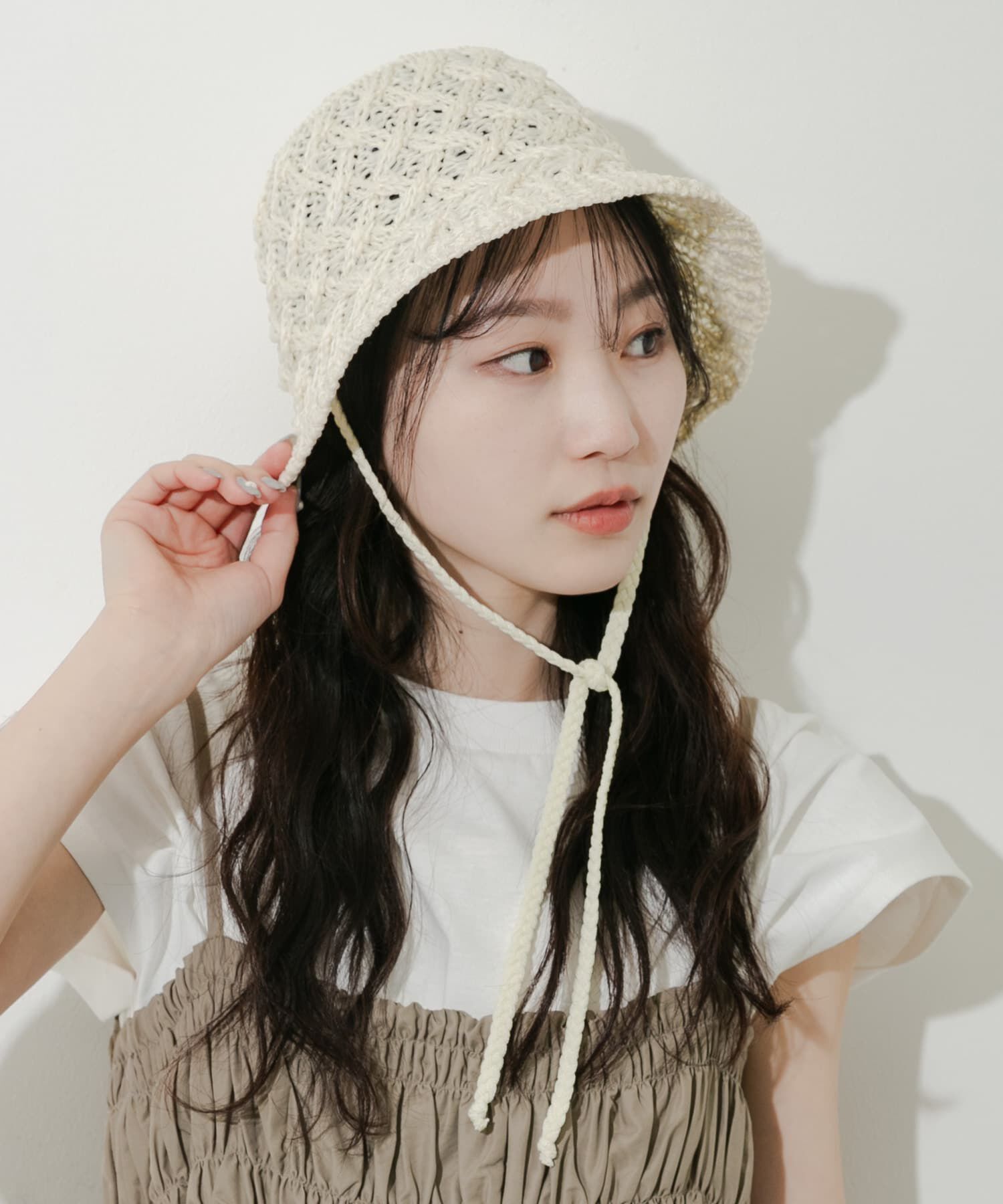 SMELLY「クロスアミサーモハット」|ハット|アイボリー