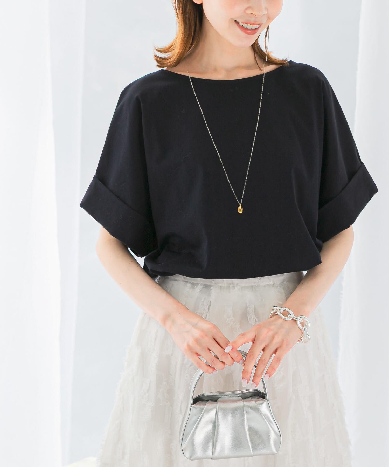 URBAN RESEARCH ROSSO「UVカットデザインスリーブプルオーバー」|Tシャツ・カットソー|ネイビー