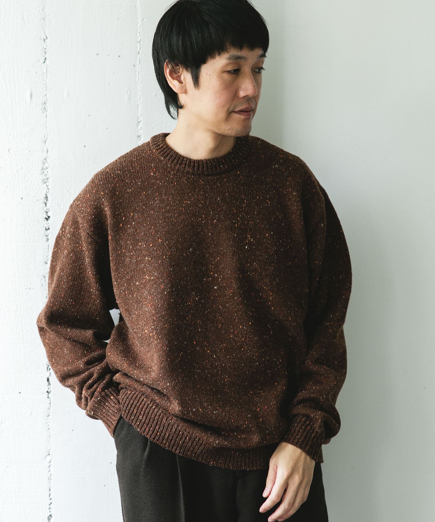 URBAN RESEARCH DOORS「ウールブレンドネップクルーネックニット」|ニット・セーター|