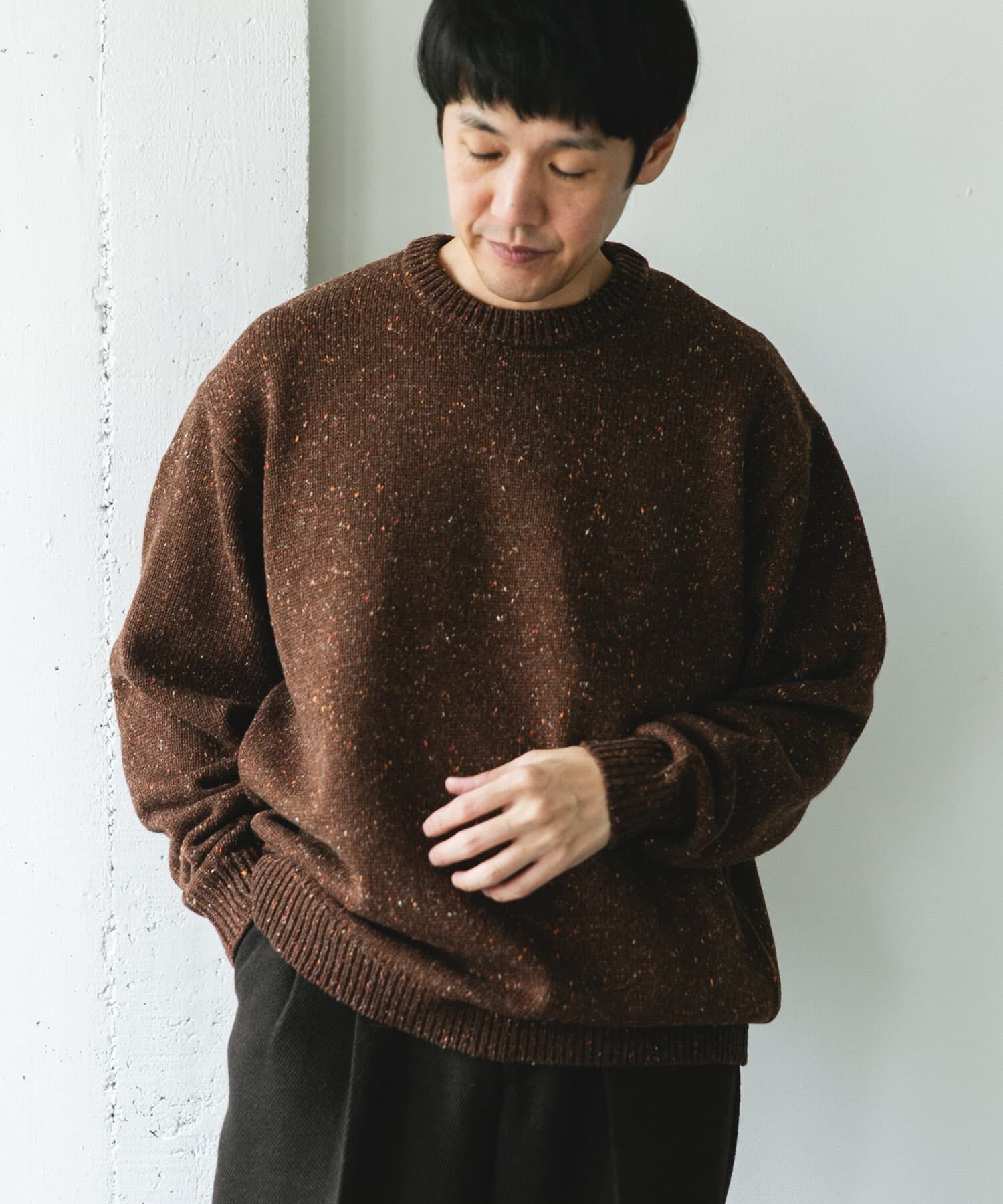URBAN RESEARCH DOORS「ウールブレンドネップクルーネックニット」|ニット・セーター|