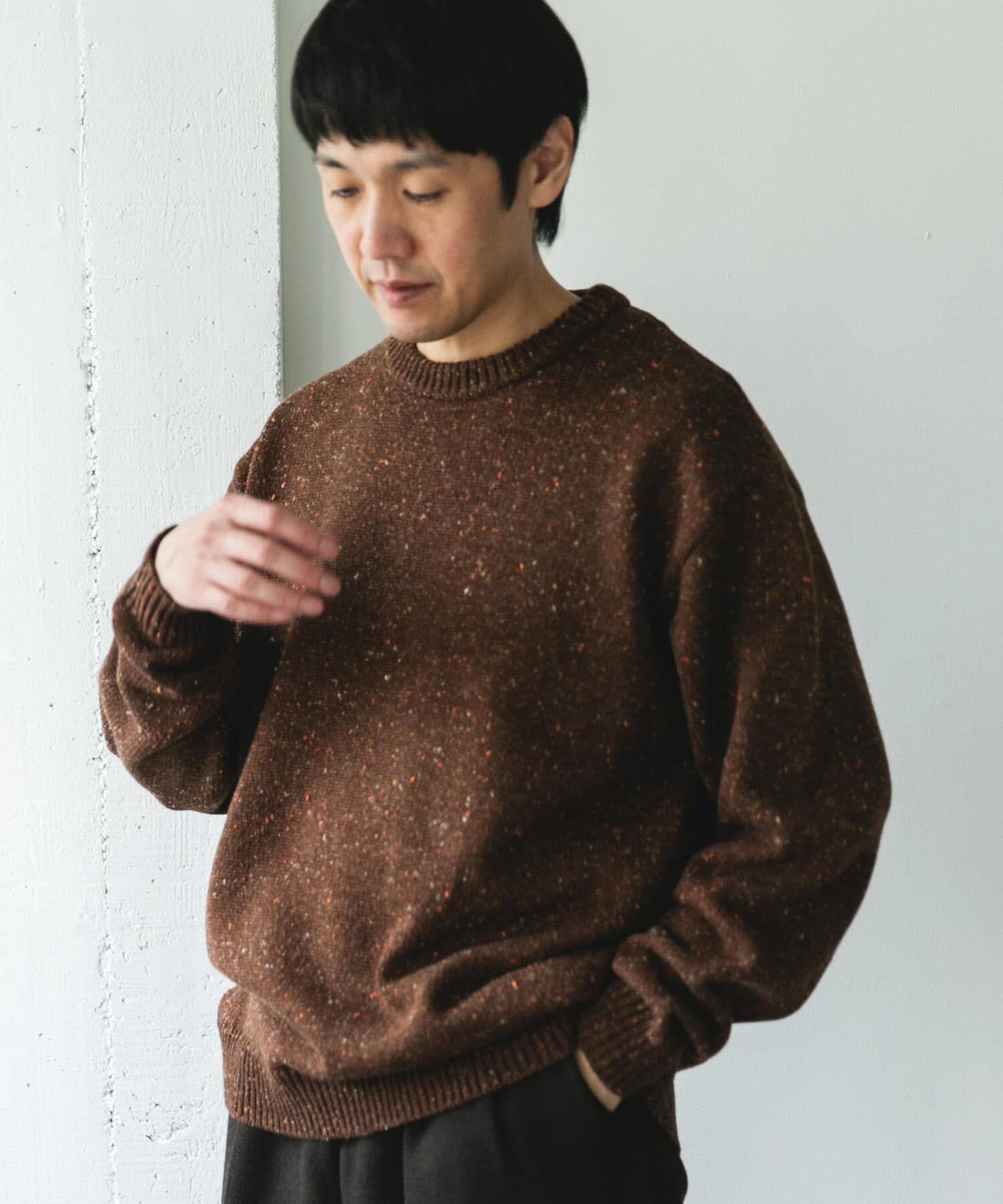 URBAN RESEARCH DOORS「ウールブレンドネップクルーネックニット」|ニット・セーター|